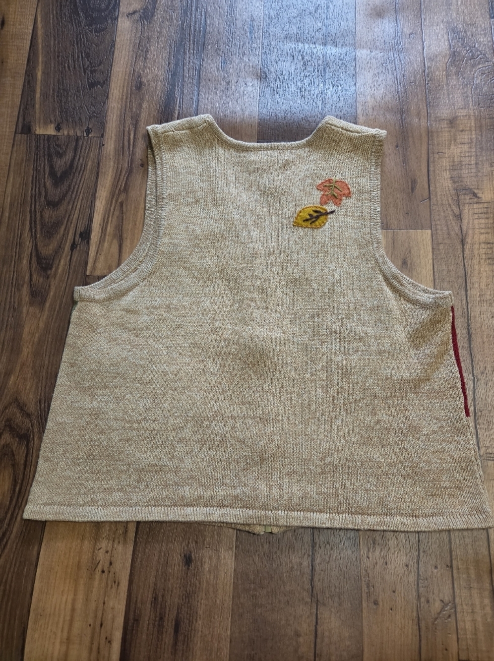 Tiara Vgt.Patchwork Autumn Sweater Vest with Squirrel Motif. Zip Front Sz XL - Picture 5 of 5